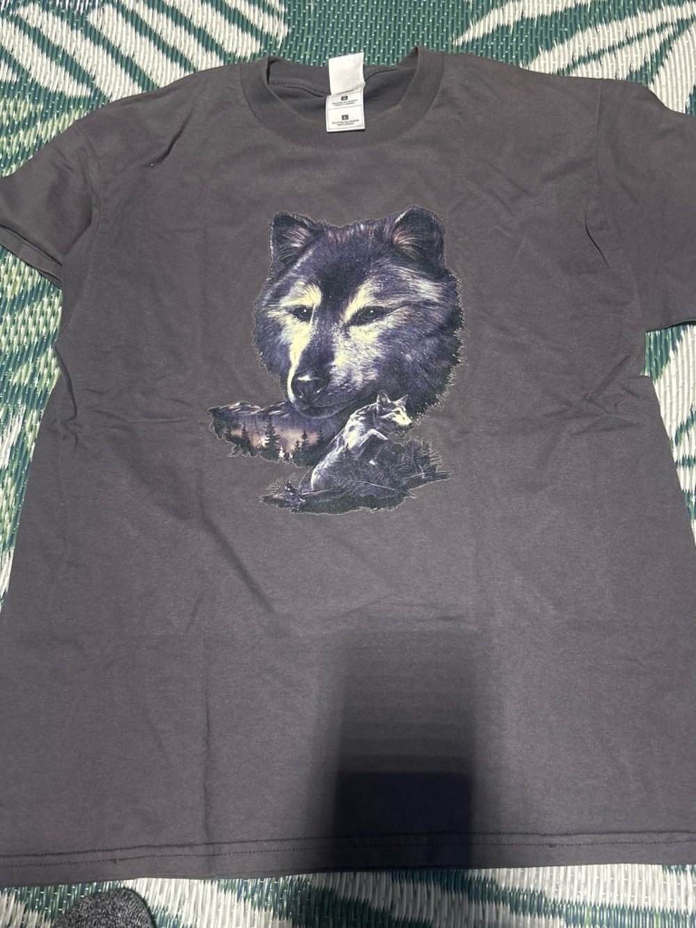 Fruit of the Loom Gray Wolf Graphic Short Sleeve Tee